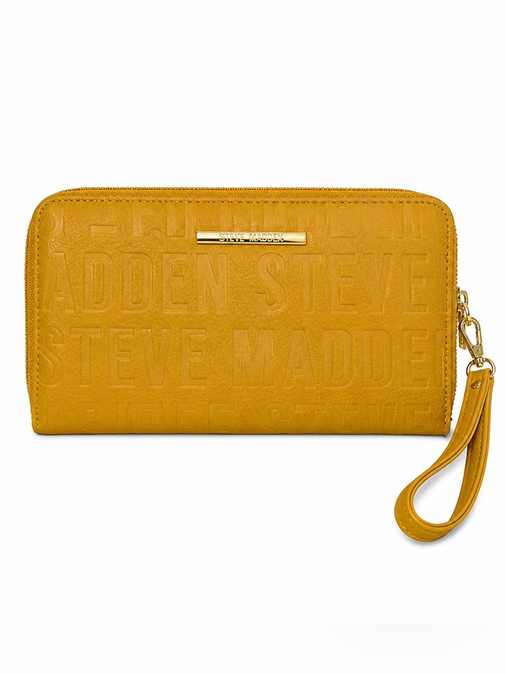 Steve Madden Yellow Zip Wristlet Wallet with Embossed Logo